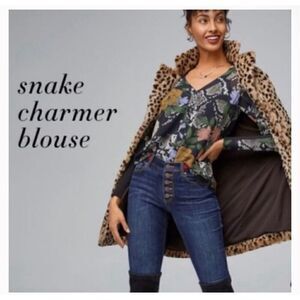 Cabi Snake charmer floral button down blouse long sleeve M